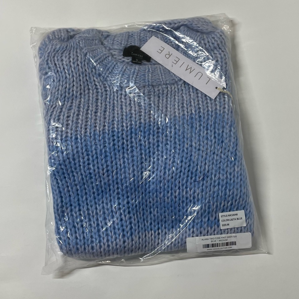 NEW Vici Alana Two-Tone Knit Sweater Blue Size Medium - Picture 9 of 11